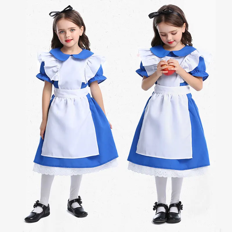 Party Games Alice In Wonderland - Robe de costume bleue pour filles,