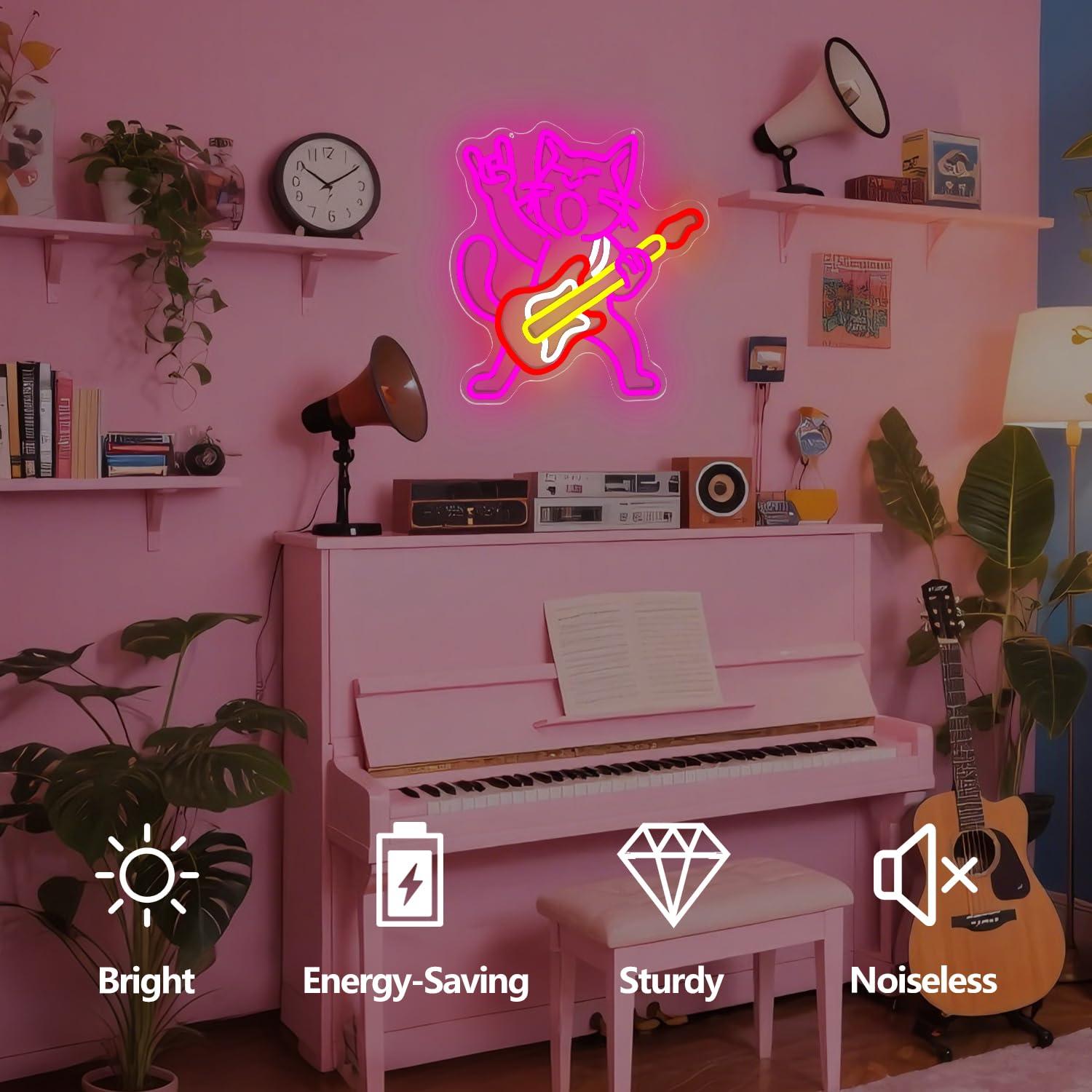 Enseigne néon LED Rock Cat jou - Party Games Music avis et prix