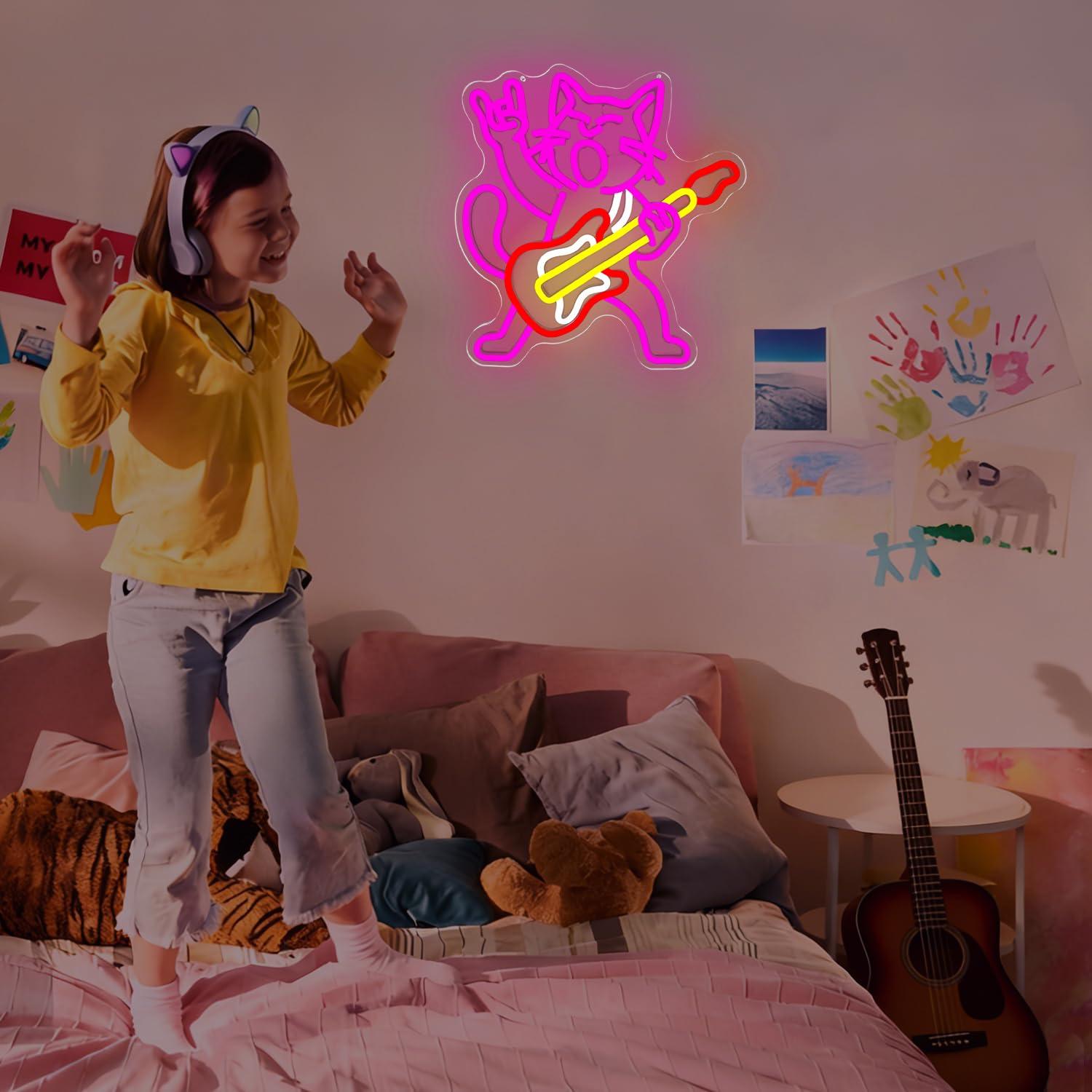 Enseigne néon LED Rock Cat jou - Party Games Music avis et prix