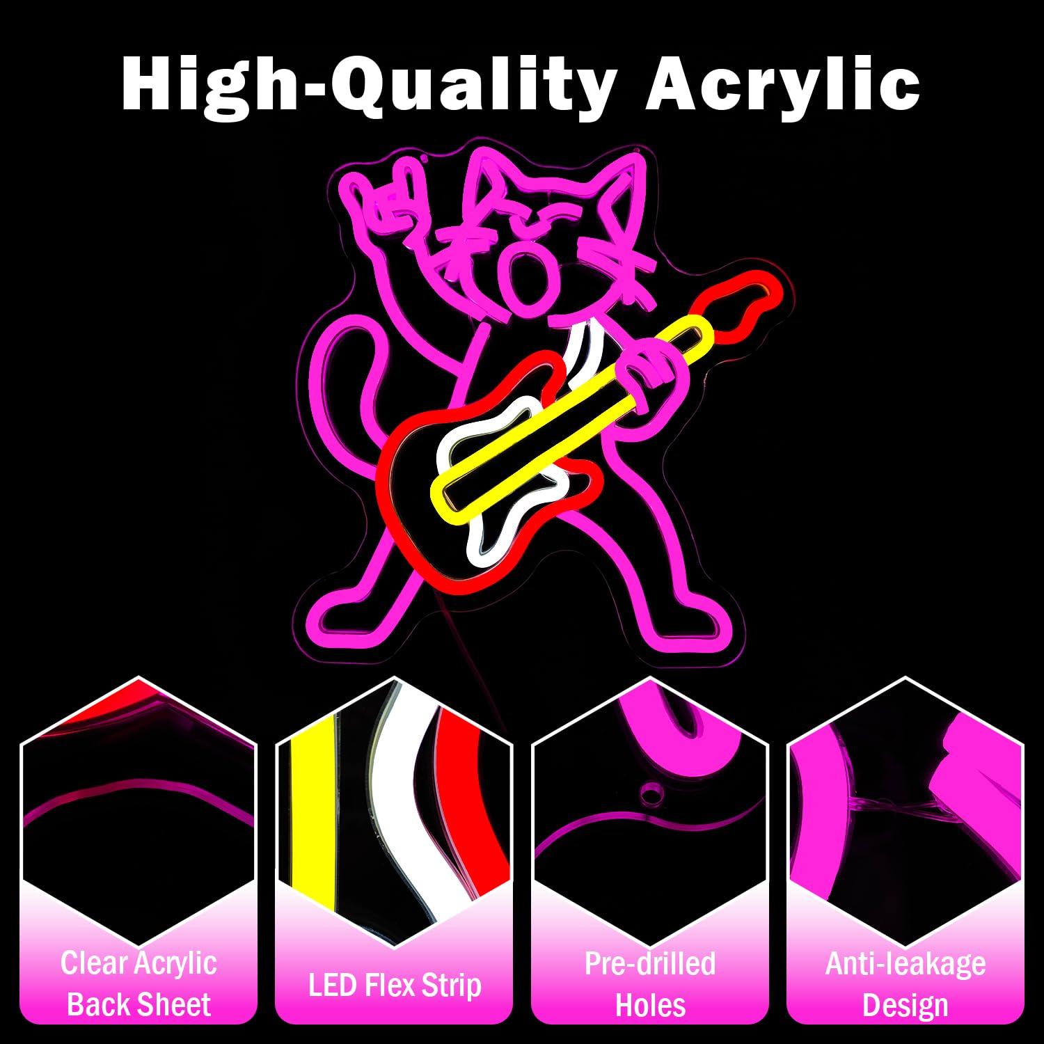 Enseigne néon LED Rock Cat jou - Party Games Music avis et prix